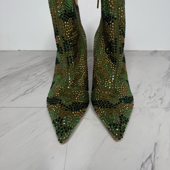 Kurt Geiger Belgravia Camo Rhinestone Pointy Toe Heeled Bootie 36.5 - Picture 10 of 15